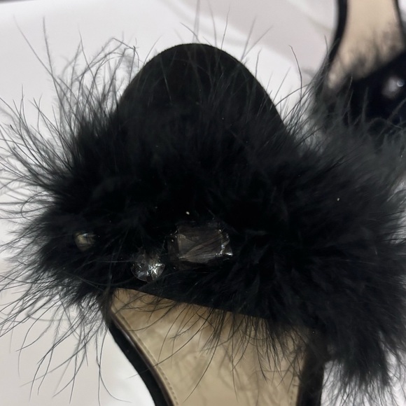 Jessica Simpson Black Feather Pearl Rhinestone Stiletto High Heels Size 7.5 - Picture 4 of 11